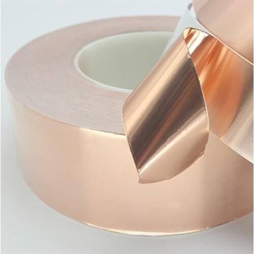 30 Meters EMI RFI Shielding Conductive Copper Foil Tape Strip Adhesive Heat Resistance 130 Deg. Single Side Contact Connector