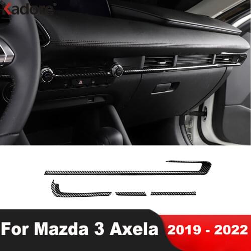 For Mazda3 Mazda 3 Axela 2019 2020 Carbon Fiber Dashboard Center Console Control Cover Glove Box Trim Strips Molding Garnish