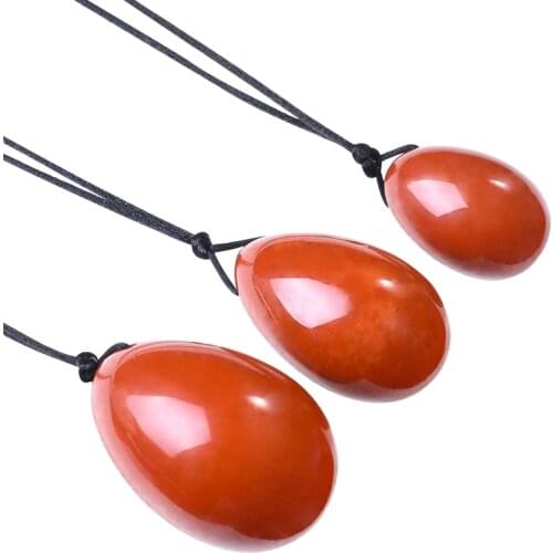 Jade Eggs 3pcs Natural Red Jasper Yoni Egg Kegel Exercise Massager for Women Health Care Love Egg Set