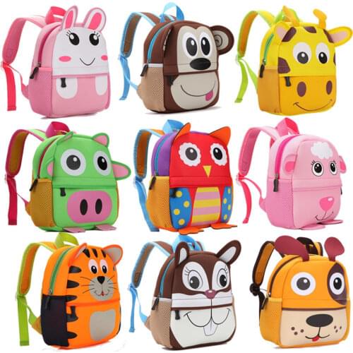2021 New 3D Animal Children Backpacks Brand Design Girl Boys Backpack Toddler Kids Neoprene School Bags Kindergarten Cartoon Bag