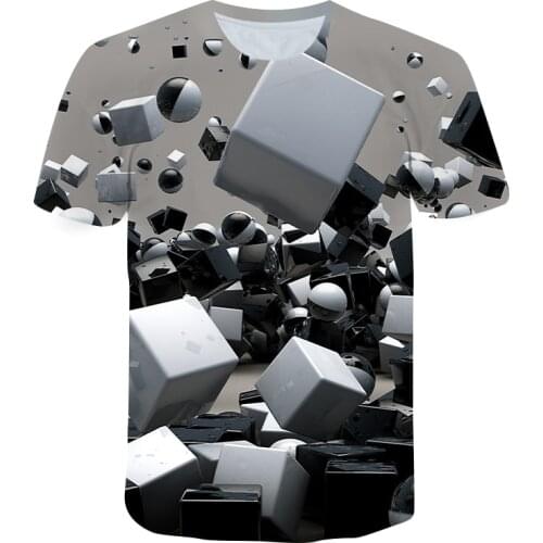 New summer 3D Geometric Print T-shirt Mens Casual O-neck Hip-Hop Short-Sleeved T-shirt Oversized XXS-6XL
