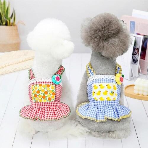 New Style Cute Cool Pet Skirt Lovely Plaid Design Polyester Puppy Suspender Skirt for Summer Dogs Clothes Supplies Products