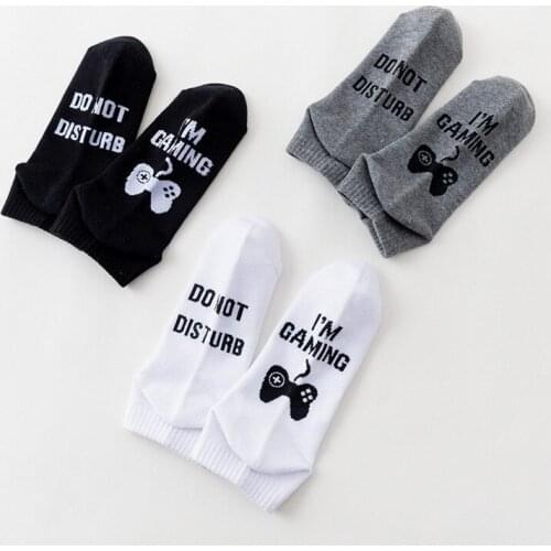 Unisex Novelty Sock "I'M GAMING DO NOT DISTURB" Funny Socks Soft Cotton Casual Print Letter Womens Socks Female Short Sox