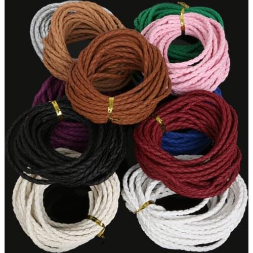 New Arrival 5meter/lot 4mm Round Braided PU Leather Cord Rope String for DIY Necklaces and Bracelets
