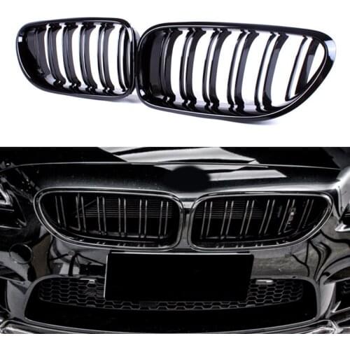 Pair Gloss Black/M Color Front Kidney Grill Bumper Grill Double Slat Line for BMW 6 Series F06 F12 F13 M6 2012-2017 Car Styling