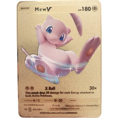 Pokemon Display Gold Metal Trading Card Fire-breathing Dragon Game Label Team Battle A La Carte Series Childrens Toys Gx Vmax