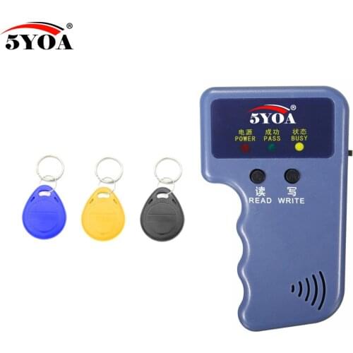 Handheld 125KHz EM4100 RFID Copier Writer Duplicator Programmer Reader + 3Pcs EM4305 T5577 Rewritable ID Keyfobs Tags Card