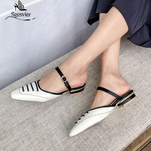 Sgesvier 2020 summer ladies sandals pointed toe shallow casual thick heel women slipper sweet women shoes bg size 33-45 G594