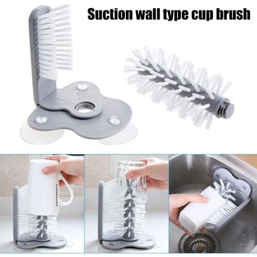 Water Bottle Cleaning Brush Glass Cup Washer with Suction Base Bristle Brush for Bar Kitchen Sink Home Tools Home