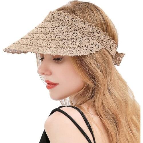 Fashion Women Sun Lace Hat Wide Large Beach Hats Hat Beach Uv Protection Cap Summer Hat Dress Lace Adjustable Ladies Hat 2020