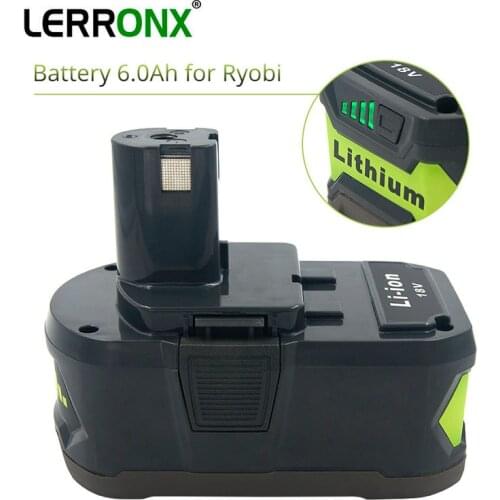 Replacement Battery 6000mAh 18V Lithium for Ryobi ONE+ Power Tools Rechargeable Battery P103 P104 P105 P108 P109 RB18l50 RB18l40