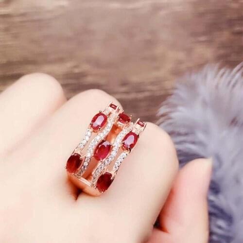 Natural And Real Red Ruby Ring 925 Sterling Silver Rings for Wedding Rings Silver 925 Gemstones Jewelry Fine Jewelry
