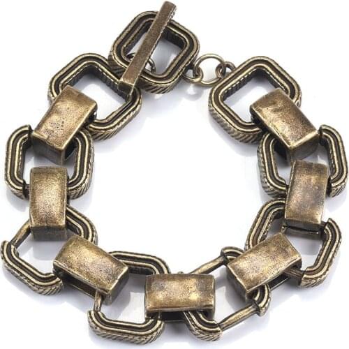 Vintage Gold Color Chain Link ZA Bracelets Women Geometric Statement Charm Bracelets Bangles Jewelry Female Brand ZA Jewelry