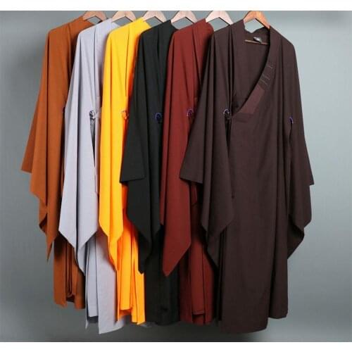 High quality zen buddhist abbot shaolin monk robe lay meditation dressabbot gown buddha haiqing suits