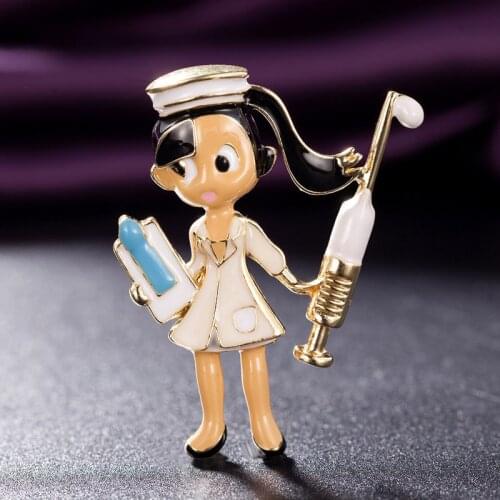 Zlxgirl Jewelry hot sale Enamel Doctor Nurse Brooches Women Hospital Office Brooch Pins Gifts fashon women scarf pins jewelry
