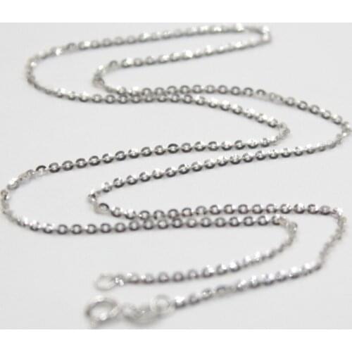 Fine Au750 Real 18K White Gold Chain Women O Link Necklace 18inch