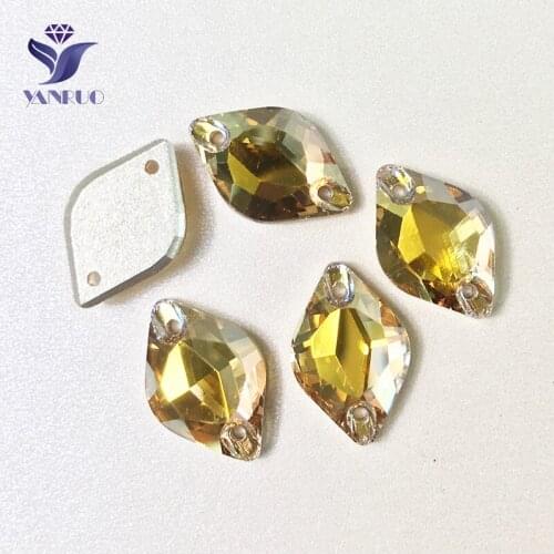 YANRUO 3211 All Sizes Metallic Sunshine Lemon Sew On Stones And Crystals Flat Back Glitter Strass Gold Rhinestones For Dresses
