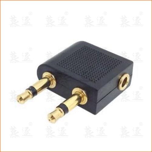 1pcs 3.5mm pro airline airplane golden plated headphone jack plug adapter