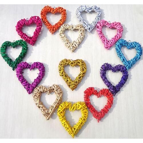 10pcs 10cm Colorful Artificial Willow Knitting Hollow Hearts For Wedding Party Home Office Hotel Hanging Decoration