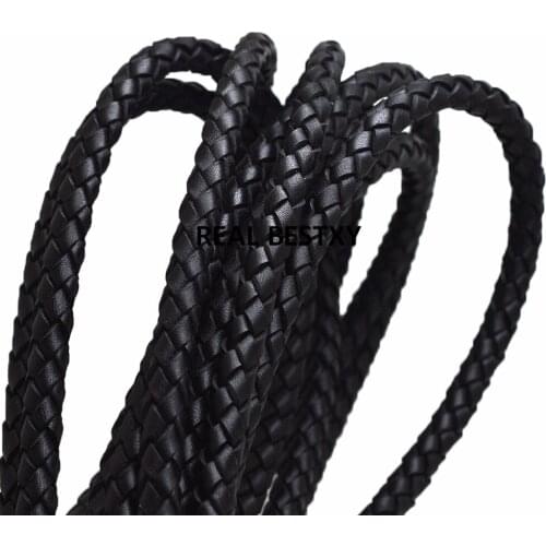 5m/lot approx 8mm Black Braided Leather Cord Findings Bracelets Accessories 8mm Genuine Leather Rope For DIY Bracelet Jewelry