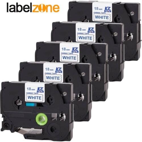 5Pcs/lot 18mm*3m TZe-FA4 tz FA4 tze FA4 tz-FA4 tzFA4 tzeFA4 tze-fa4 Fabric Blue on White IRON tapes for brother label printers