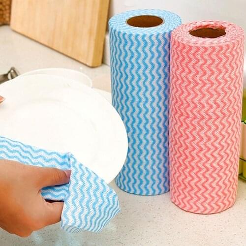 50 pieces/rolls disposable reusable kitchen rolls kitchen cloth rolls cleaning rags scouring pads dish towels