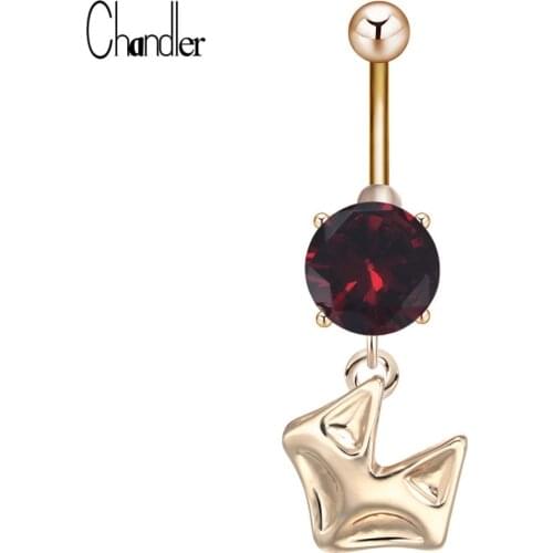 Brand New Fashion Red Navel Belly Button Rings Stainless Steel Barbells Fox Dangle Stainless Piercing Jewelry Women Body Ring