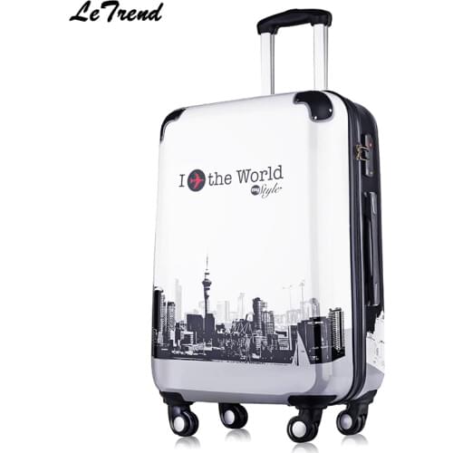 Letrend Suitcases on Wheel Rolling Luggage Spinner Trolley Travel Bag 20 inch Cabin Luggage Women Hardside Suitcase School Bag