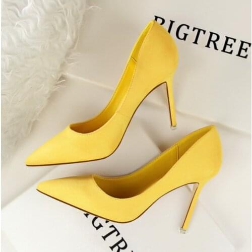 For Korean style fashion simple stiletto high heels shallow mouth pointed suede sexy thin professional womens shoes