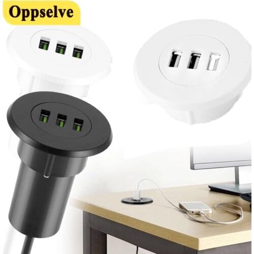 3 Ports Desktop Hole USB Charger 2.0 Hub Grommet Hole For Laptop PC Tablet USB Splitter Fast Charging For Samsung Huawei Sony
