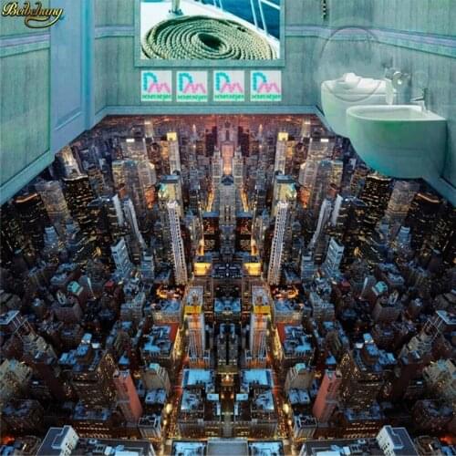 Beibehang Custom Photo Wallpaper Floor Painting Fantasy Overhead City Night Floor Stickers 3d Floor Mural Wall PVC Self-adhesive