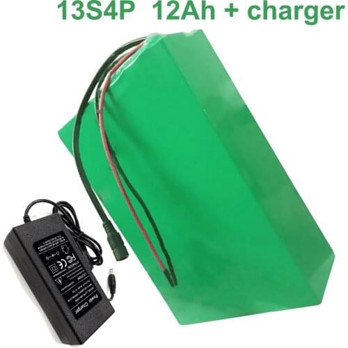 48V 12Ah 13S4P 18650 Li-ion Battery Pack E-Bike Ebike electric bicycle 200*125*70mm Accept customization With charger