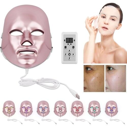 NOBOX-RoseGold 7 Colors LED Face Mask Photon Light Therapy Skin Rejuvenation Facial PDT Skin Care Beauty Mask Ance Treatment