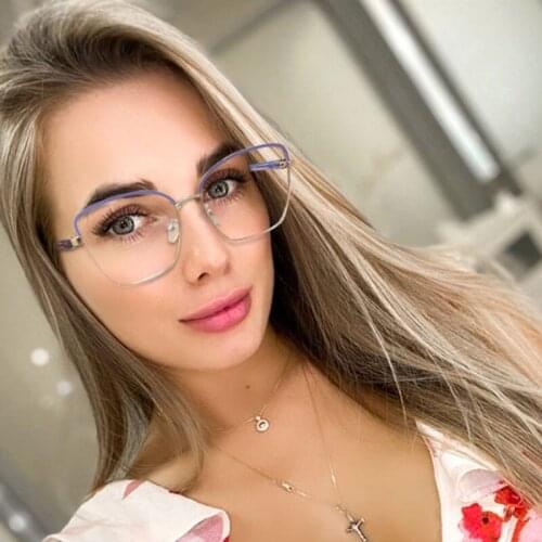 Anti Blue Light Eyebrow Metal Optical Glasses Frames Men Women Fashion Computer Eyeglasses 50056
