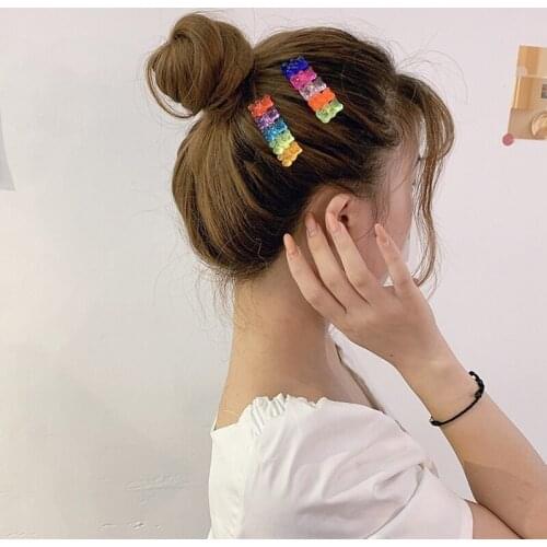 Korean Version of Candy Color Cute Jelly Bear Resin Hairpin Hair Accessories Hairpin Girl Bangs Duckbill Hair Accessories