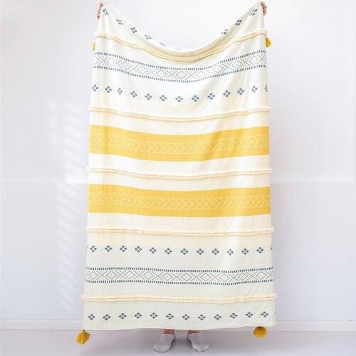 New Nordic knitting blanket tufted lunch break sofa blanket and throws cotton soft bed spread for Travel Aircraft photography