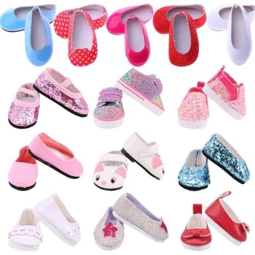 5Cm Doll Shoes Kitty Sequins Boots Canvas Ballet Shoes For 14.5 Inch American Doll & 1/6 BJD EXO Doll&32-34Cm Paol Girls Toy
