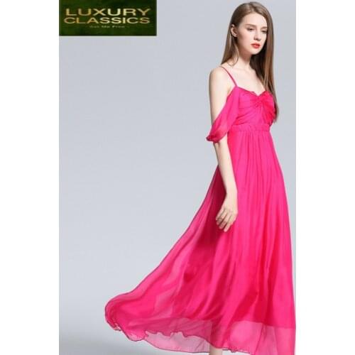 Real 100% Summer Dress Silk Dress Women Clothes 2021 Boho Ruffles Maxi Dresses Vintage Elegant Ladies Long Vestidos 18015
