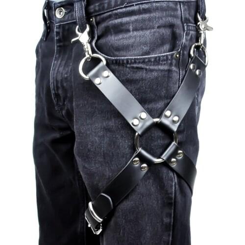 Sexy Men Goth Pastel Pu Leather Garter Belt Waist Straps Harness Bondage Leg Harness Suspenders For Jeans Pants Men Accessories