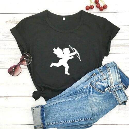 Angel Shirt Cupid Vintage Aesthetic T-shirt Tumblr Clothing 90s Shirts Women Casual 100%Cotton Valentines Day T-Shirt