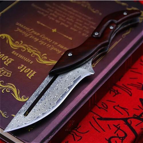 PEGASI Damascus folding manual knife Germany imported high-grade steel rosewood handle outdoor folding knife quick pocket knife