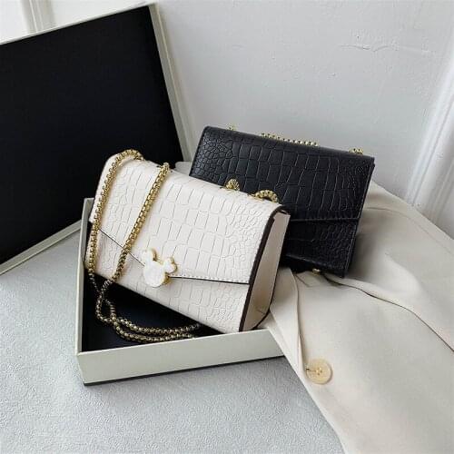 Disney new Mickey female crocodile leather chain bag ladies fashion one-shoulder messenger mobile phone lipstick coin bag