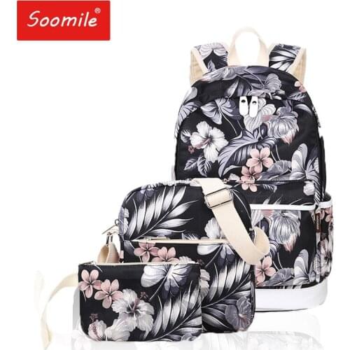 Backpack Women Cute Canvas Printing School Bags for Teenage Girls Korean Female Back Pack ladies college Student Travel Bagpack