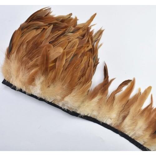 1Meters Natural Chicken Pheasant Feathers Fringe Trims Ribbon Decor Feather Trim Rooster Feather for Crafts Ribbon Skirt Dress
