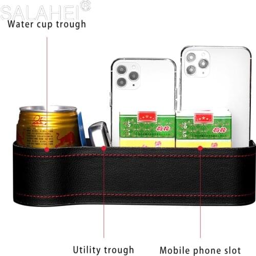 1Pair Car Seat Gap Storage Box Cup PU Leather Pocket Catcher Organizer Phone Bottle Cups Holder Multifunctional Car Accessories