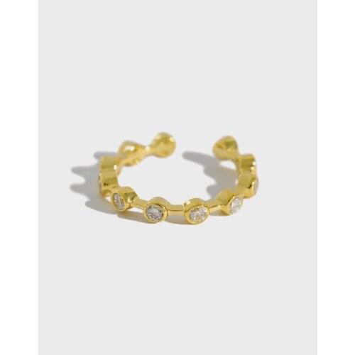 1pc Authentic S925 Sterling Silver FINE Jewelry Round zircon Thin ring adjust TLJ1077