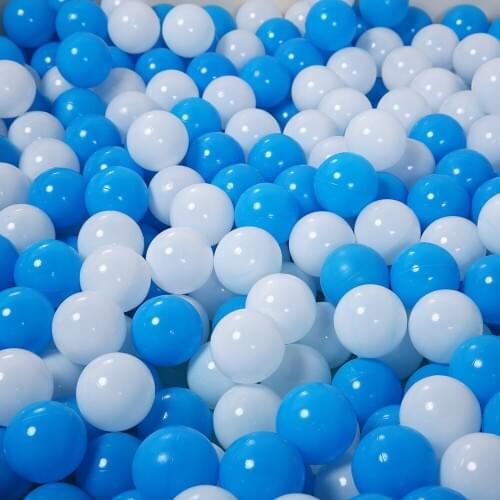 100pcs/lot Environmental Safe Blue and White Soft Water Pool Ocean Toy Ball Baby Funny Toys Air Ball Pits Outdoor Fun Sports