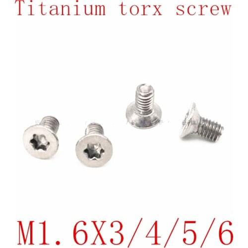 20pcs Titanium screw M1.6x3/4/5/6 titanium torx countersunk head screw