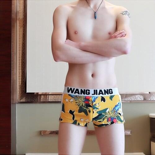 2018 WJ Brand boxers sexy ice silk underwear men low waist print boxer shorts homme male comfortable boxers breathable underwear