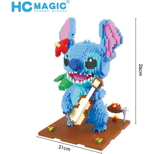 2882pcs+ 1044 Guitar Stitch Series Diamond Building Block Micro Lilo & Stitch Figure Cute 3D Model Children For Mini Bricks Toys